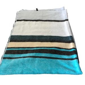 SHUPACA Striped Alpaca Blanket Blue Multicolor 44"x 66"